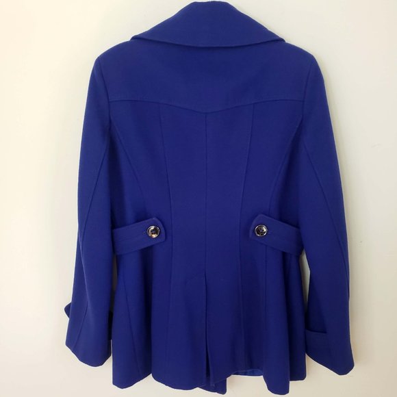 Apt. 9 Size S Royal Blue Double Breasted Button Down Wool Blend Pea Coat Jacket - Picture 7 of 13